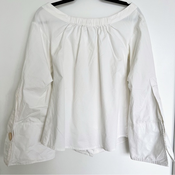 Jacquemus off-shoulder Cotton White Shirt with Bell Sleeves sweetheart neckline - Picture 3 of 6